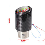 Universal 63mm LED Carbon Fiber Exhaust Tip Stainless Steel Muffler Tail Pipe with Red/Blue Light Effect 164/210mm Universal Fit