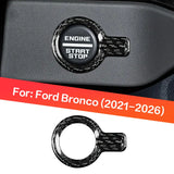 Ford Bronco 2021-2025 Dry Carbon Fiber Start Stop Button Trim Cover Interior Ignition Switch Frame Overlay