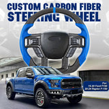 Carbon Fiber Steering Wheel for Ford F-150 (2015-2020) & Raptor (2017-2024) - Real Carbon & Perforated Leather