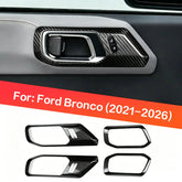 Ford Bronco 2021-2026 Dry Carbon Fiber Interior Door Handle Trim Cover Front & Rear Pull Overlay Compatible With SUV
