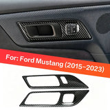 Ford Mustang 2015-2023 Dry Carbon Fiber Interior Door Handle Frame Trim Cover Left & Right Overlay Set