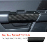 Ford F-150 F-250 2022-2023 Dry Carbon Fiber Rear Door Armrest Trim Cover Interior Door Handle Overlay