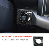 Dry Carbon Fiber Ignition Start Button Trim Cover for Ford F150 2021-2025 F250 2021-2023 Interior Frame Overlay
