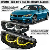 LED Headlight Assembly For BMW 4 Series Coupe & Gran Coupe (F32/F36) and M4 (F82) Models 2013-2020 Switchback DRL Yellow White