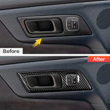 Ford Mustang 2015-2023 Dry Carbon Fiber Interior Door Handle Frame Trim Cover Left & Right Overlay Set