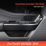 Ford F150 F250 2021-2025 Front Door Panel Trim Cover Real Dry Carbon Fiber Interior Overlay Compatible With Ford Interior Styling