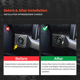 Dry Carbon Fiber Ignition Start Button Trim Cover for Ford F150 2021-2025 F250 2021-2023 Interior Frame Overlay