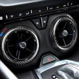 Cubiertas de ventilación de aire acondicionado de consola central de fibra de carbono para Chevy Camaro 2016-2024