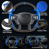 Carbon Fiber Steering Wheel for Ford F-150 (2015-2020) & Raptor (2017-2024) - Real Carbon & Perforated Leather