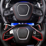 Corvette C8 Real Carbon Fiber Steering Wheel Chrome Trim Delete Covers (2020–2024)