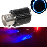 Universal 63mm LED Carbon Fiber Exhaust Tip Stainless Steel Muffler Tail Pipe with Red/Blue Light Effect 164/210mm Universal Fit