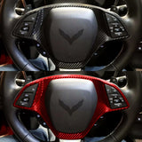 Carbon Fiber Steering Wheel Button Trim Cover for Corvette C7 (2014–2019)
