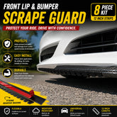 Universal Front Lip Scrape Guard Protector Strips 8pc for Bumper, Side Skirts & Splitter Protection