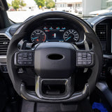 Volante de fibra de carbono para Ford F-150 (2021-2024) | Reemplazo directo | Volante personalizado | Fibra de carbono | Agarre mejorado, rendimiento ligero y mejora deportiva del interior
