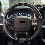 Volante de fibra de carbono para Ford F-150 (2021-2024) | Reemplazo directo | Volante personalizado | Fibra de carbono | Agarre mejorado, rendimiento ligero y mejora deportiva del interior