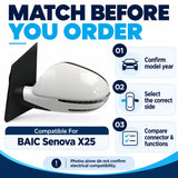 Side Mirror Assembly for BAIC Senova X25 – Exterior Rearview Mirror Replacement