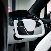 Tesla Model X Yoke Steering Wheel 2016-2020 White Smooth Leather Heated Replacement