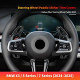 BMW X3 Carbon Fiber Paddle Shifter Trim Covers Compatible With BMW 5 Series 7 Series 2024-2025 Dry Carbon Interior Steering Wheel Paddle Extensions