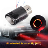 Universal 63mm LED Carbon Fiber Exhaust Tip Stainless Steel Muffler Tail Pipe with Red/Blue Light Effect 164/210mm Universal Fit