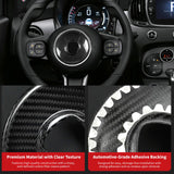 Real Dry Carbon Fiber Steering Wheel Center Trim Cover for Fiat 500 2008-2023 Interior Decoration Overlay