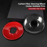 Real Dry Carbon Fiber Steering Wheel Center Trim Cover for Fiat 500 2008-2023 Interior Decoration Overlay