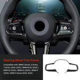 BMW Steering Wheel Frame Dry Carbon Fiber Interior Trim Cover Fit 3 4 5 7 Series X1 X3 i4 M135 2024-2025 Interior Styling Overlay
