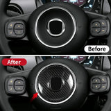 Real Dry Carbon Fiber Steering Wheel Center Trim Cover for Fiat 500 2008-2023 Interior Decoration Overlay