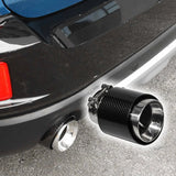 Carbon Fiber Stainless Steel Exhaust Tip 63mm Inlet Universal Single Outlet Car Muffler Tail Pipe Cover Clamp-On Fit 63-89/101mm Options