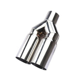 Y-Type Dual Outlet Stainless Steel Exhaust Tip 63mm Inlet Weld-On Double Exhaust Pipe 76-102mm Universal Fit