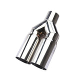 Y-Type Dual Outlet Stainless Steel Exhaust Tip 63mm Inlet Weld-On Double Exhaust Pipe 76-102mm Universal Fit