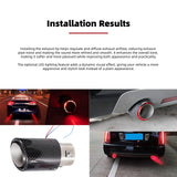 Universal 63mm LED Carbon Fiber Exhaust Tip Stainless Steel Muffler Tail Pipe with Red/Blue Light Effect 164/210mm Universal Fit