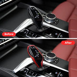BMW 5 Series 7 Series Dry Carbon Fiber Gear Shift Knob Cover Trim Interior Gear Selector Overlay