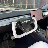 Tesla Model 3 Yoke Style Steering Wheel 2017-2023 Smooth White Leather Replacement