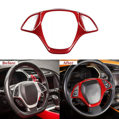 Carbon Fiber Steering Wheel Button Trim Cover for Corvette C7 (2014–2019)