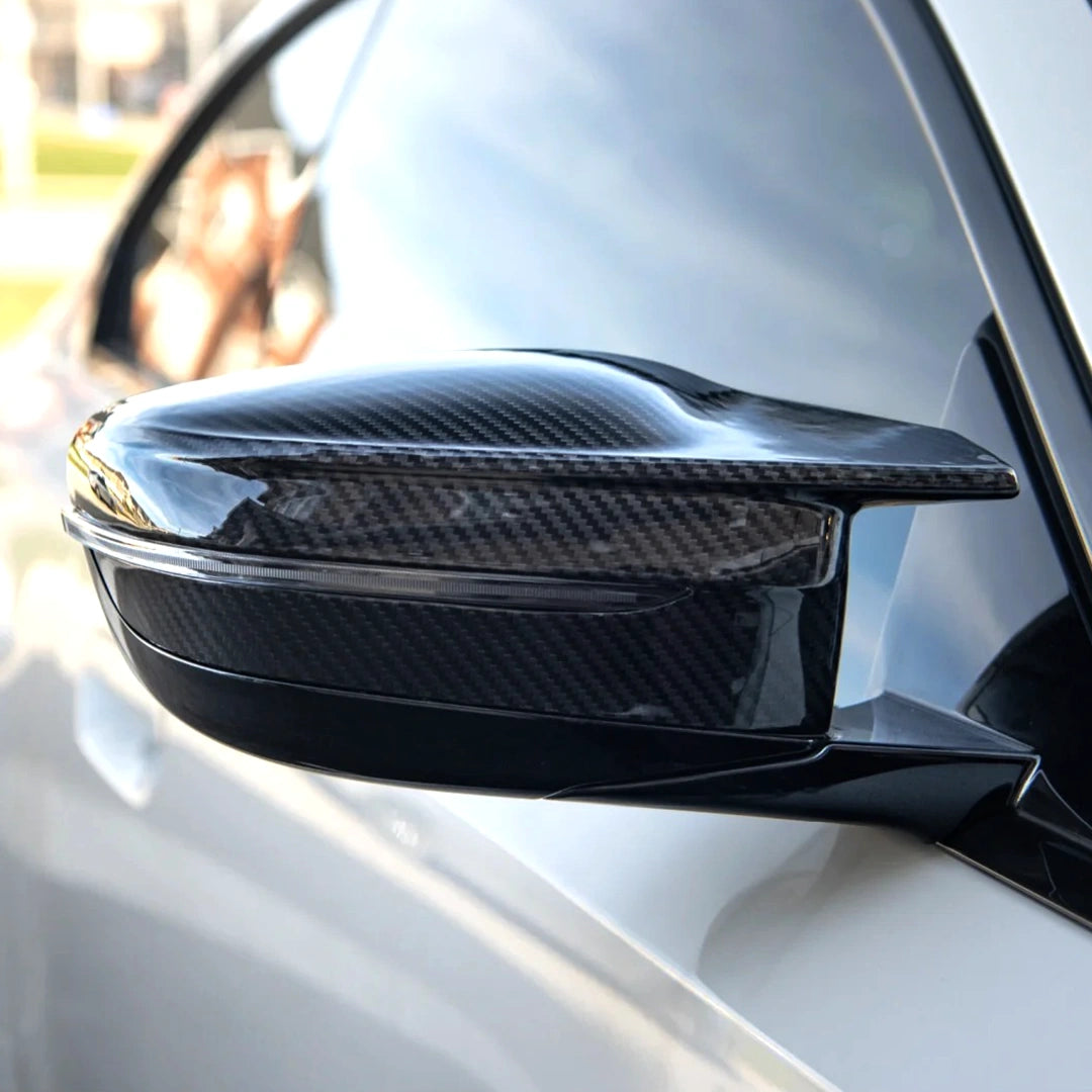 CarbonTailor™ Dry Carbon Fiber Replacement Mirror Caps for BMW G87 M2, G80 M3, G82/G83 M4, G42 M240i, G26 M440i & i4 M50