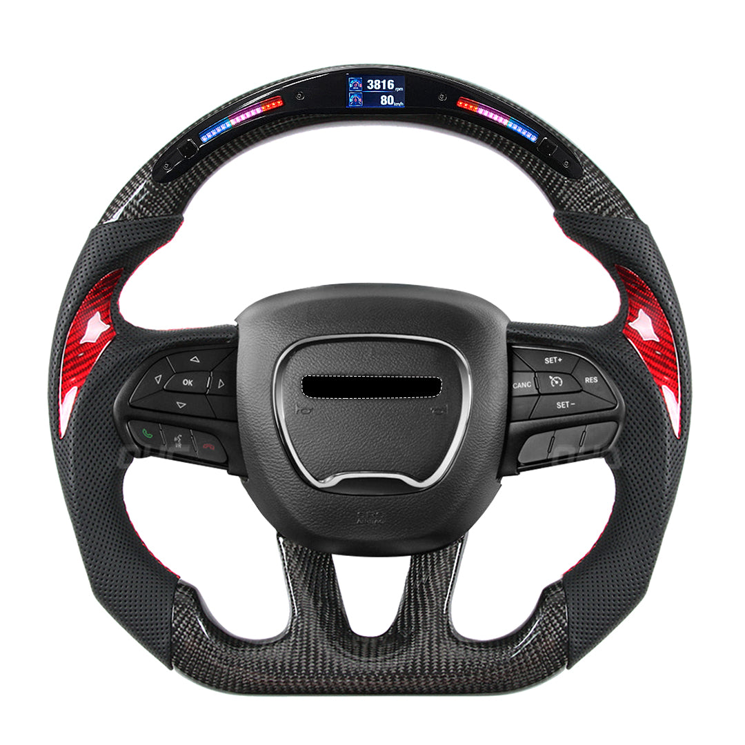 CarbonTailor LED Carbon Fiber Steering Wheel for Dodge Charger & Challenger (Hellcat / Scat Pack / R/T)
