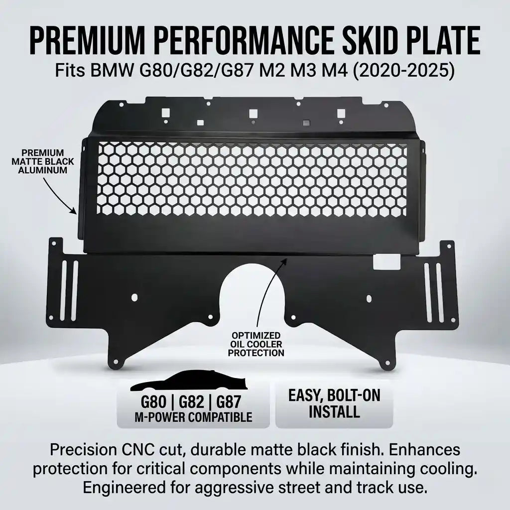 Aluminum Engine Undertray Skid Plate for BMW G80 G82 G87 M2 M3 M4 2020-2025 Matte Black Bolt-On