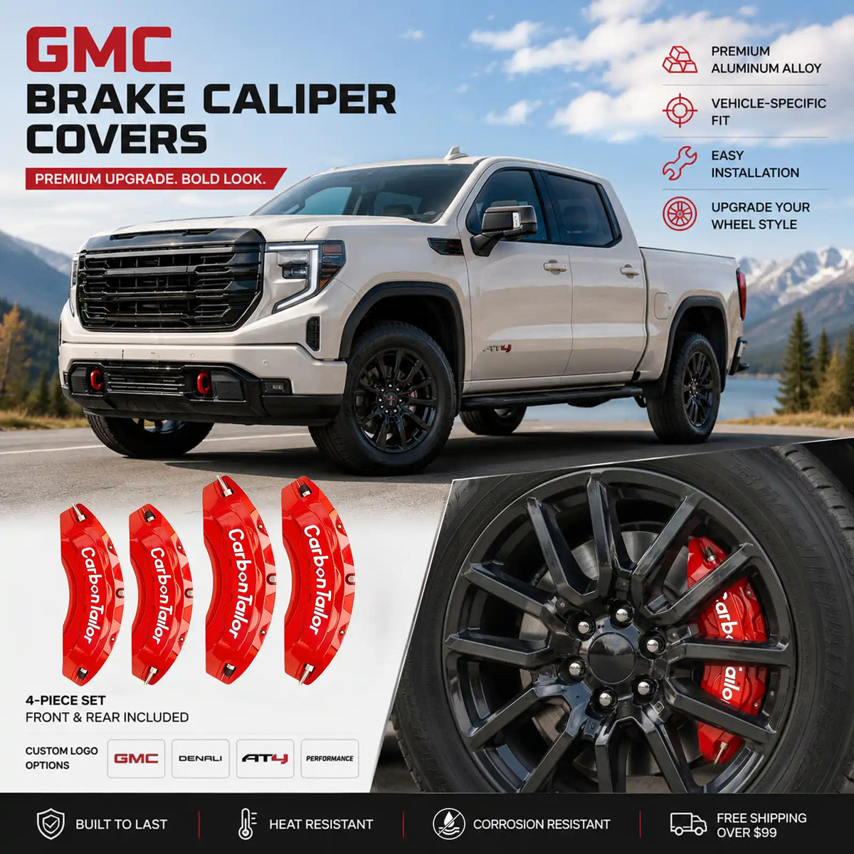 Cubiertas de pinza de ajuste personalizado para modelos Toyota - Tacoma 4Runner Tundra RAV4 Camry – Ajuste personalizado, sin modificaciones, resistente al calor