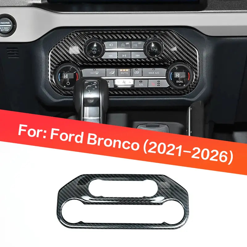 Dry Carbon Fiber Interior Multimedia Button Panel Trim Cover Compatible With Ford Bronco 2021-2026 Center Console Overlay Accessory