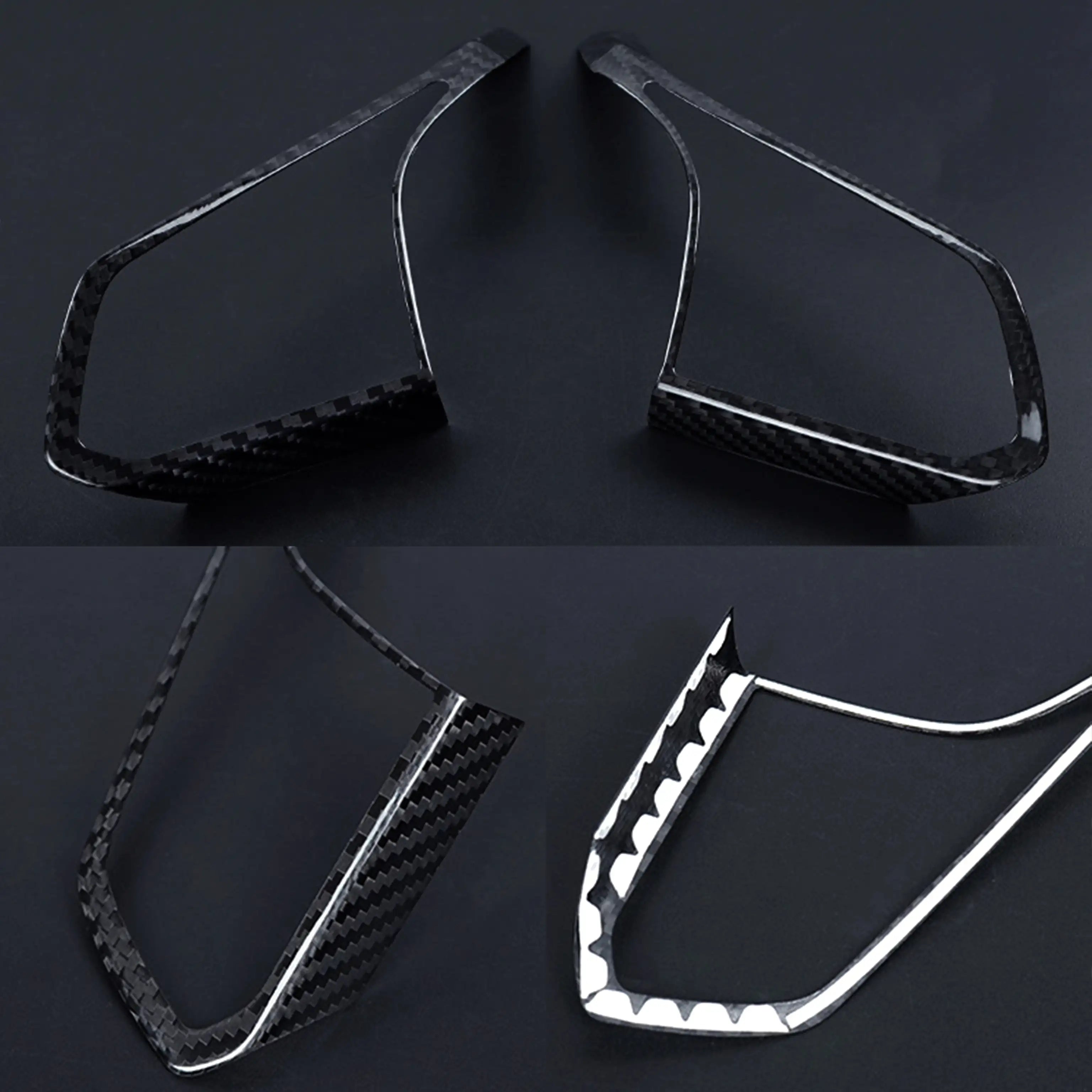 Corvette C8 Real Carbon Fiber Steering Wheel Chrome Trim Delete Covers (2020–2024)