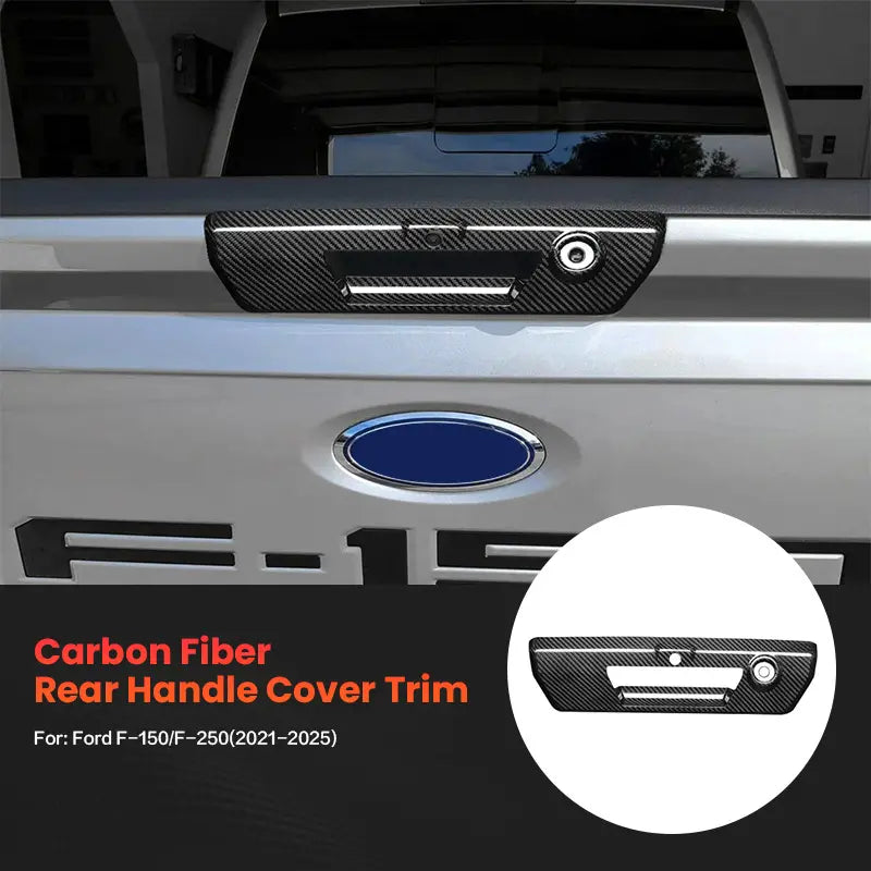 Ford F-150 F-250 2021-2025 Dry Carbon Fiber Tailgate Handle Cover Trim Gloss Black Red Overlay Exterior Styling Accessory