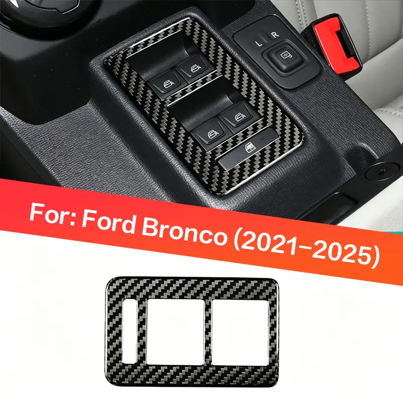 Ford Bronco 2021-2025 Dry Carbon Fiber Window Switch Control Trim Cover Interior Overlay