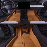Handcrafted Leather Floor Mats for Tesla Model 3, 2017–2023 | Custom 5-Seat Full Set