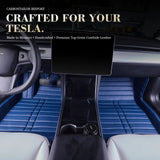 Bespoke Premium Top-Grain Cowhide Leather Floor Mats For Tesla | Made to Measure Handmade Fitment