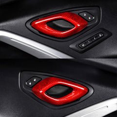 Carbon Fiber Interior Door Handle Chrome Delete Covers for Chevy Camaro (2016–2024)
