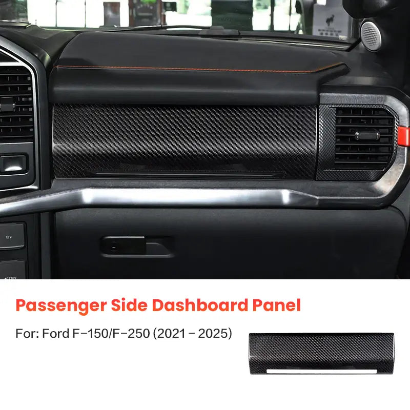 Ford F150 F250 2021-2025 Real Carbon Fiber Dashboard Trim Overlay Interior Panel Cover Compatible With Truck Interior Styling Upgrade