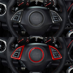 Carbon Fiber Steering Wheel &amp; Airbag Chrome Delete Covers for Camaro (2016–2024)