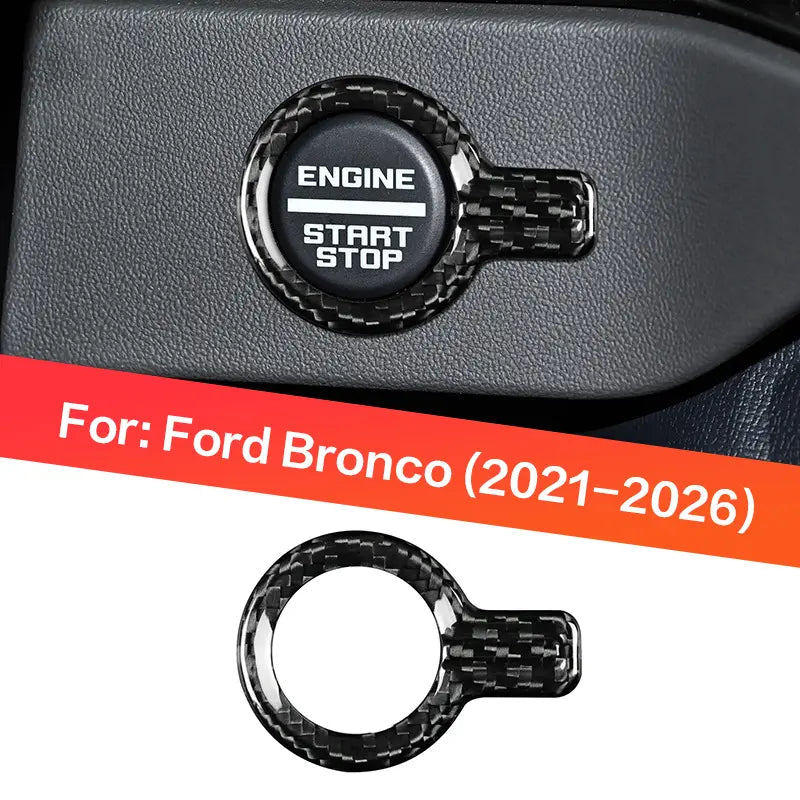 Ford Bronco 2021-2025 Dry Carbon Fiber Start Stop Button Trim Cover Interior Ignition Switch Frame Overlay