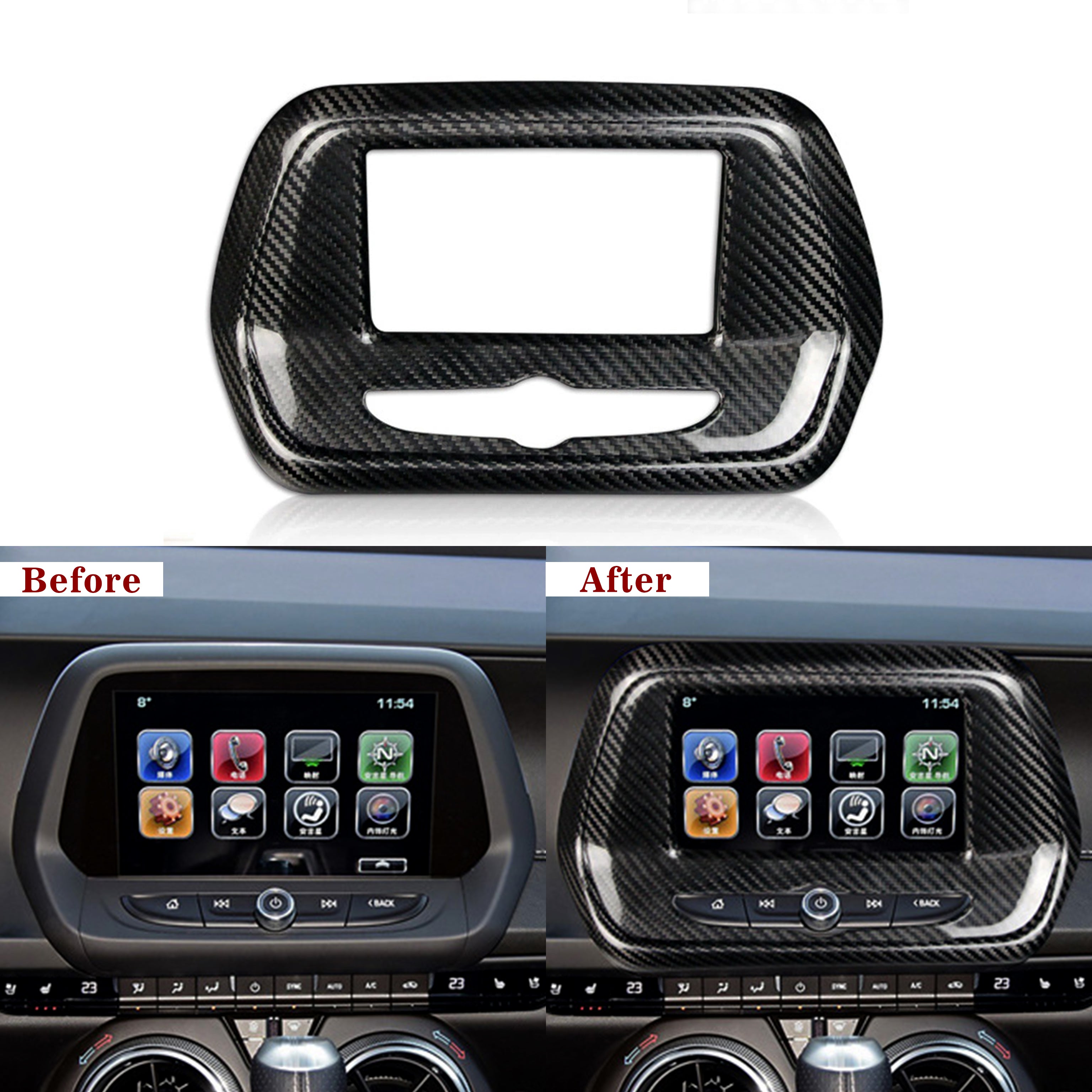 Carbon Fiber Infotainment Radio Screen Trim Cover for Chevy Camaro (2016–2024)