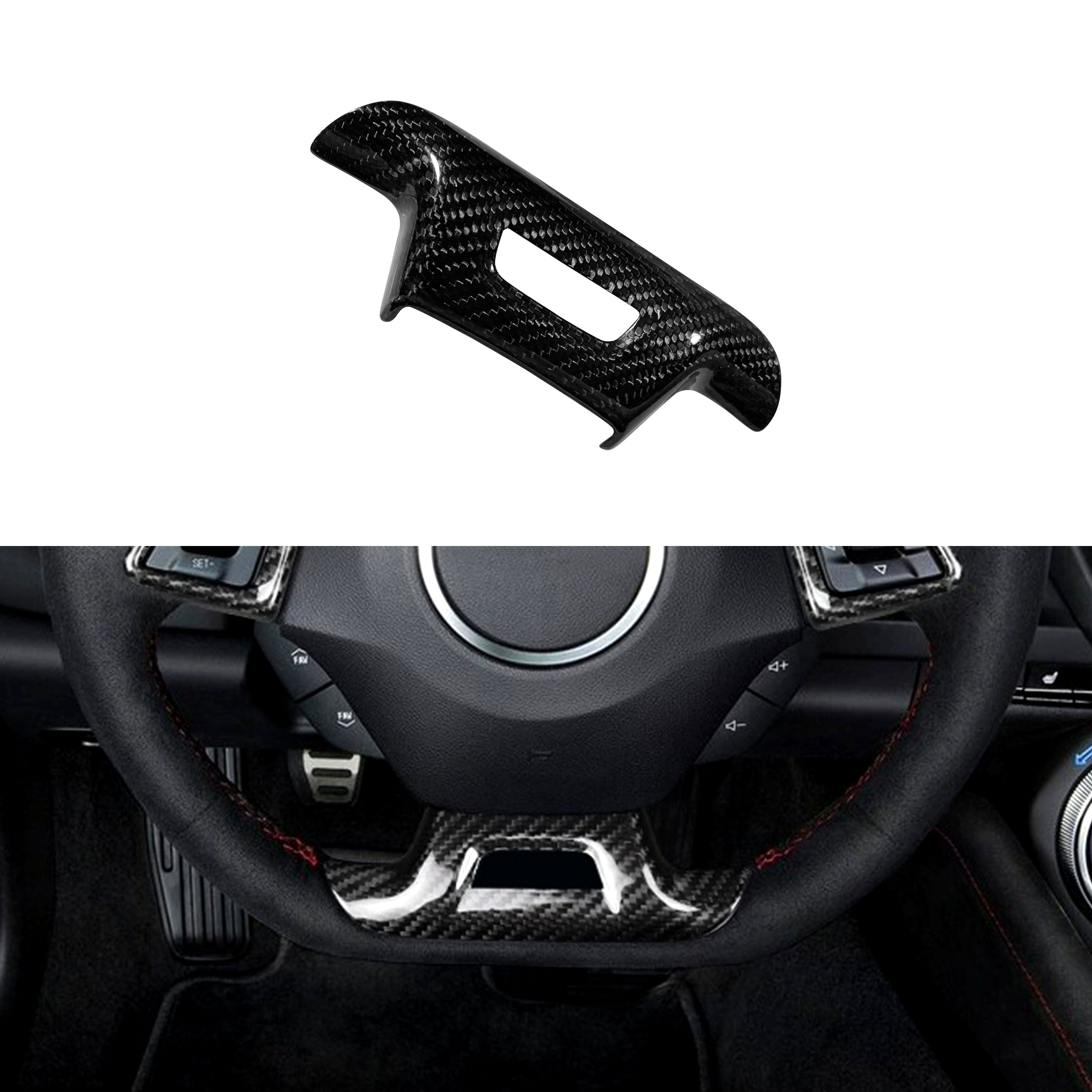 Carbon Fiber Lower Steering Wheel Emblem Trim Cover for Chevy Camaro (2016–2024)